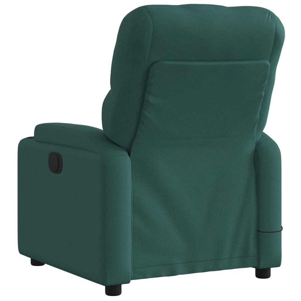 Poltrona reclinável de massagens elétrica tecido verde-escuro