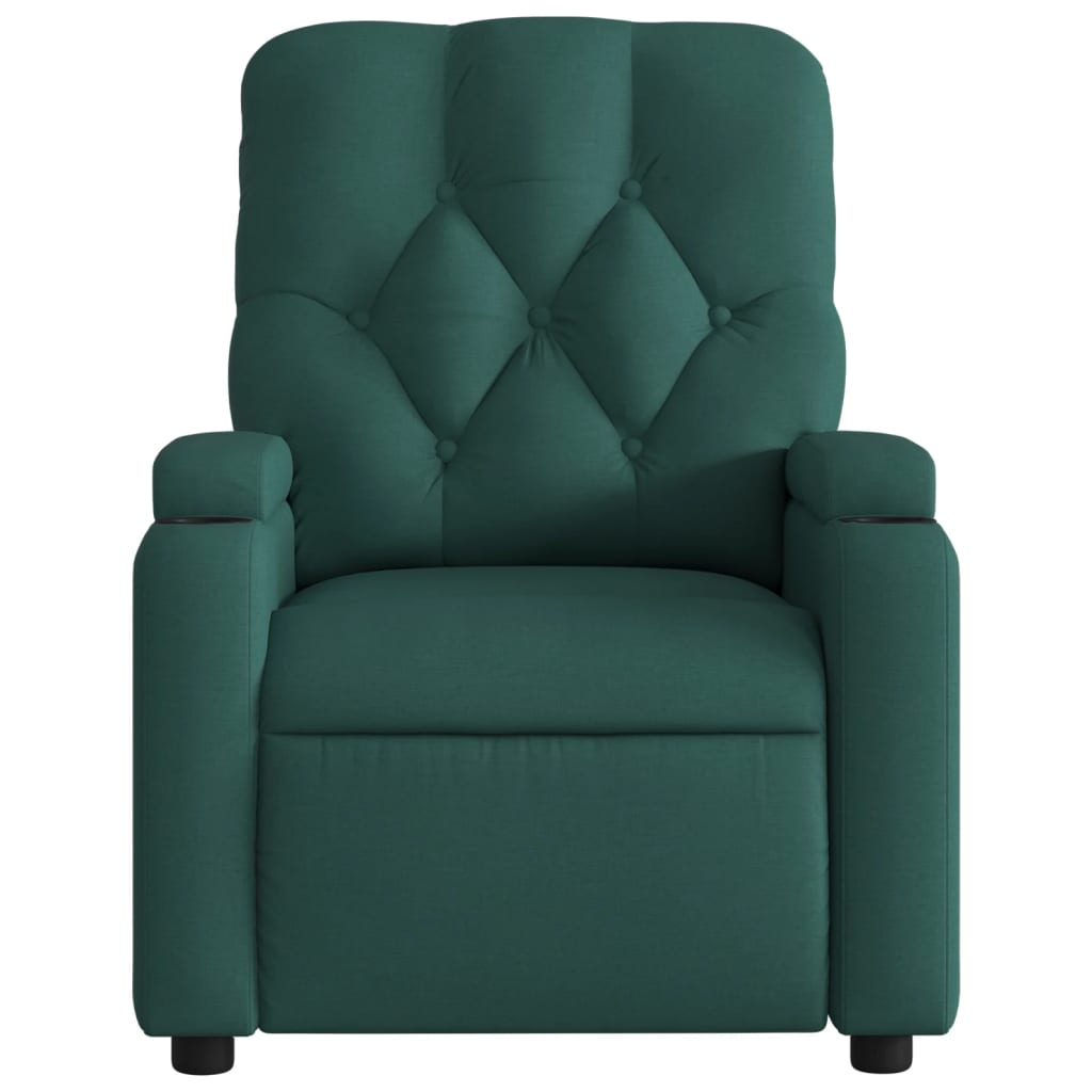 Poltrona reclinável de massagens elétrica tecido verde-escuro