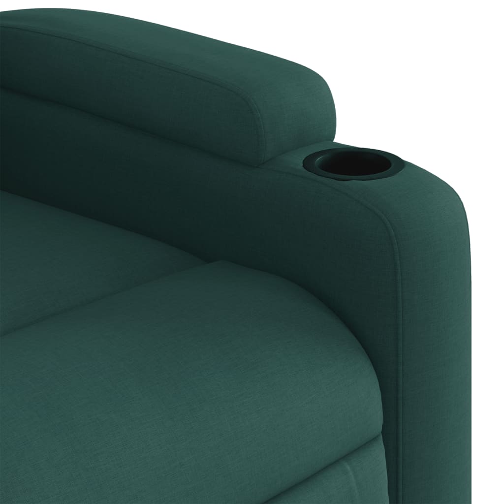 Poltrona reclinável de massagens elétrica tecido verde-escuro