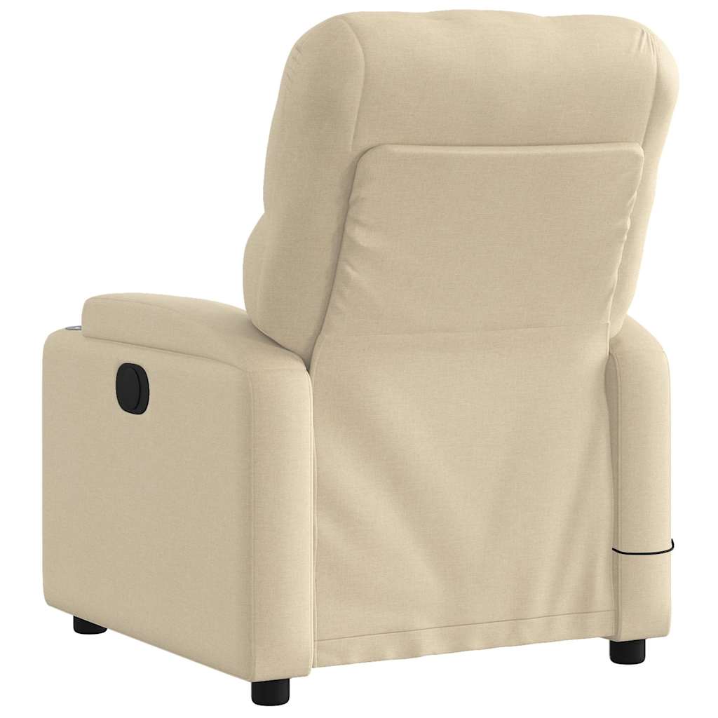 Poltrona de massagens reclinável elétrica tecido creme