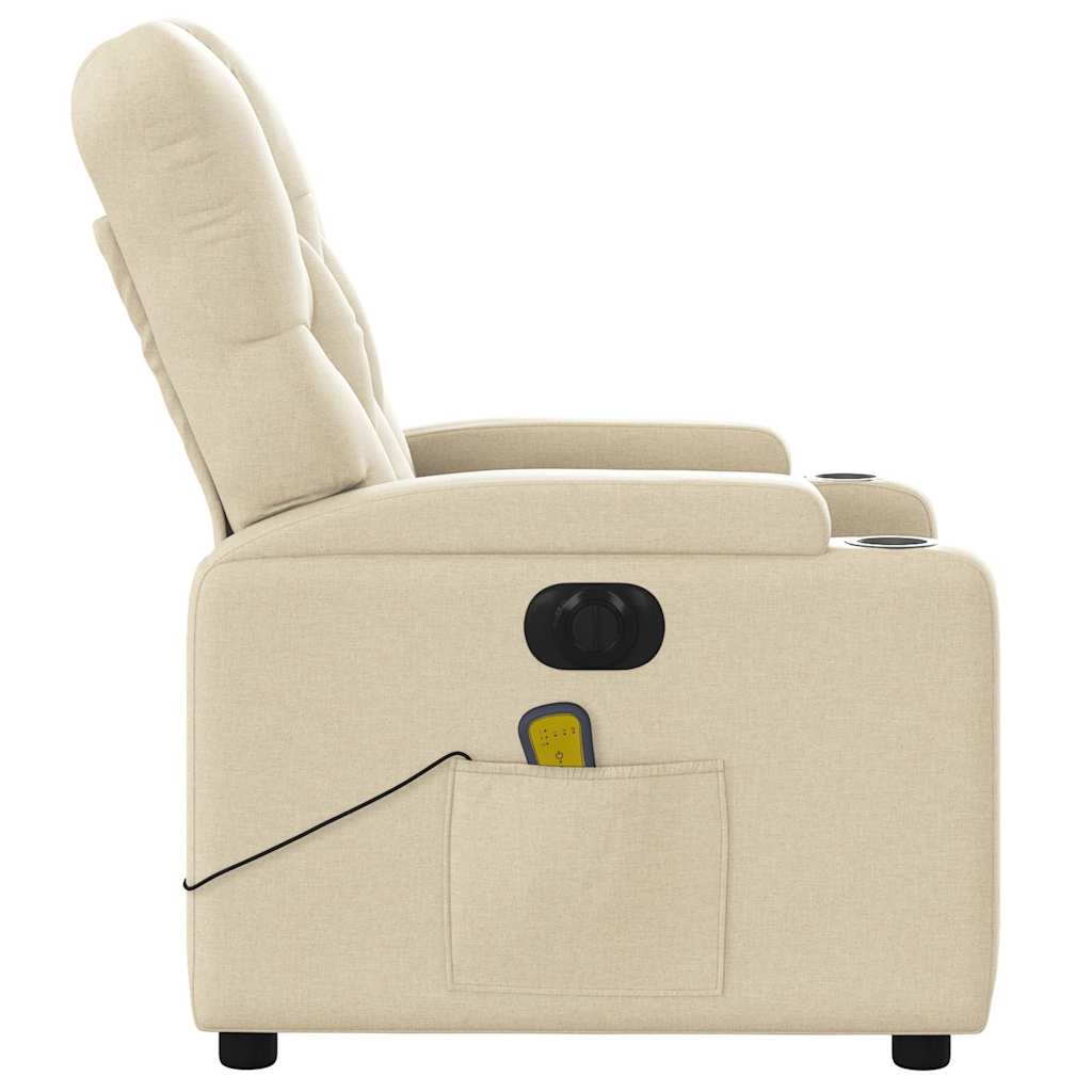 Poltrona de massagens reclinável elétrica tecido creme