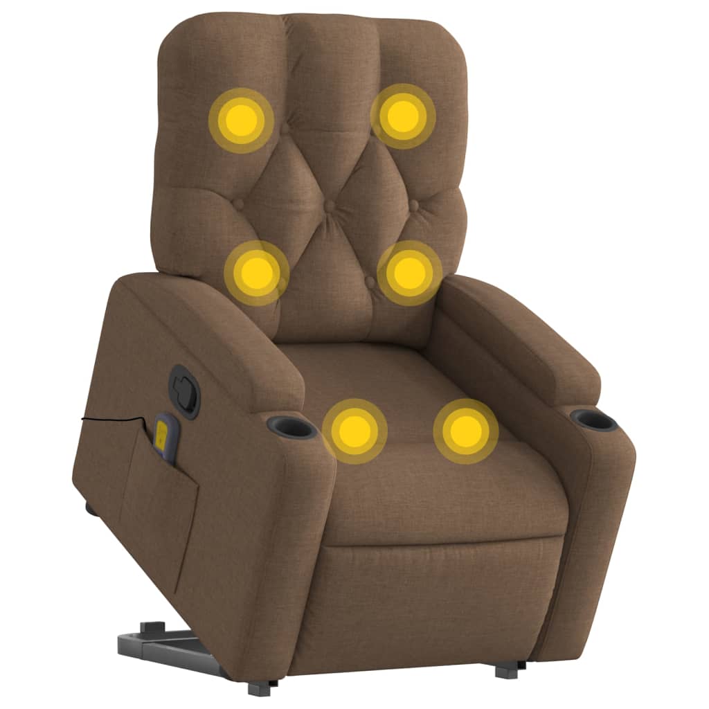 Poltrona reclinável massagens tecido castanho