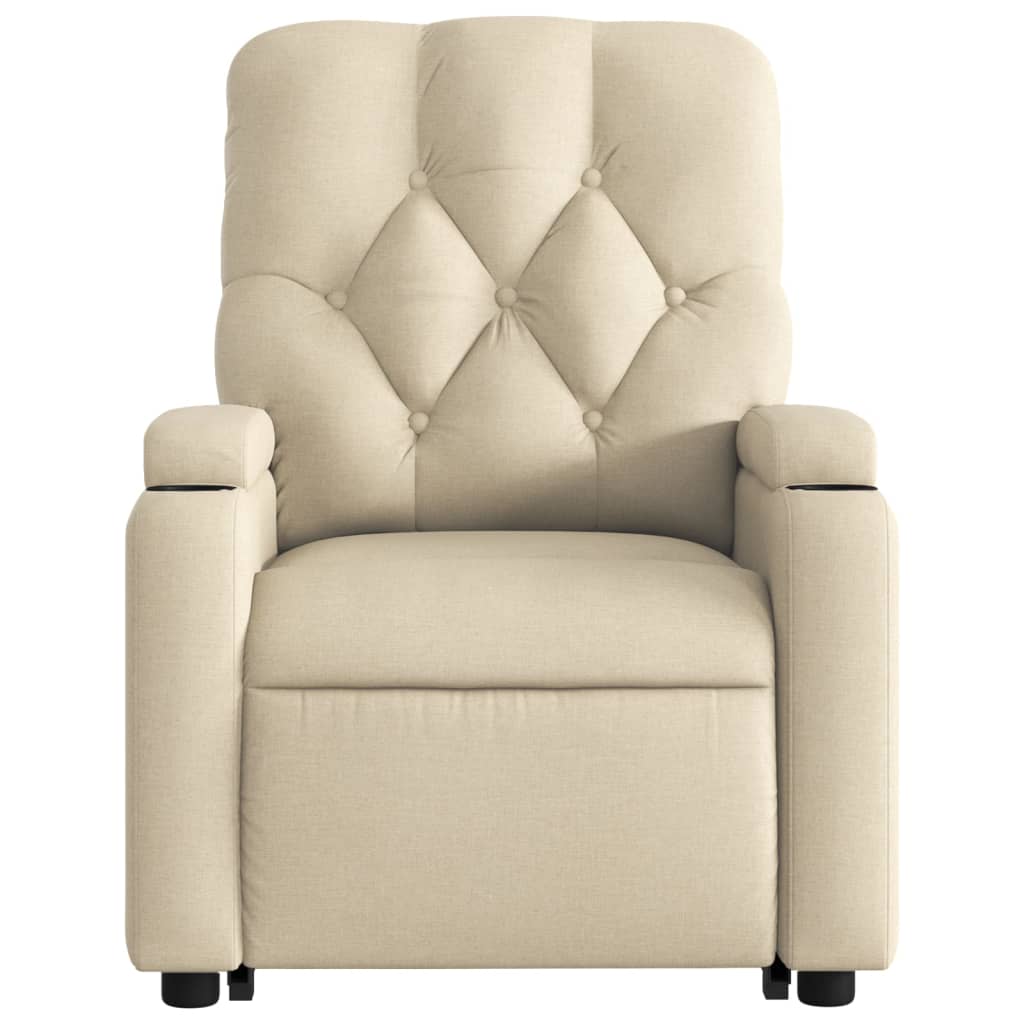 Poltrona elevatória de massagens tecido cor creme