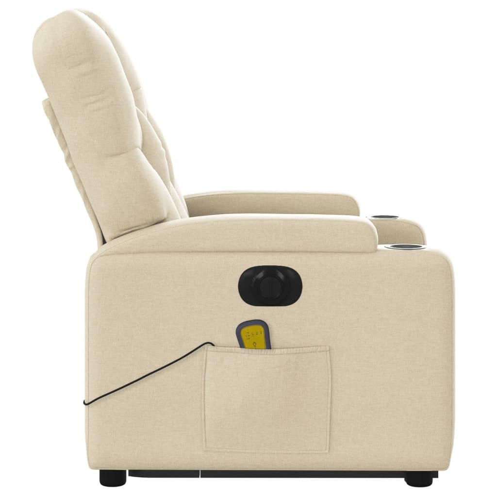 Poltrona elétrica elevatória massagens tecido creme