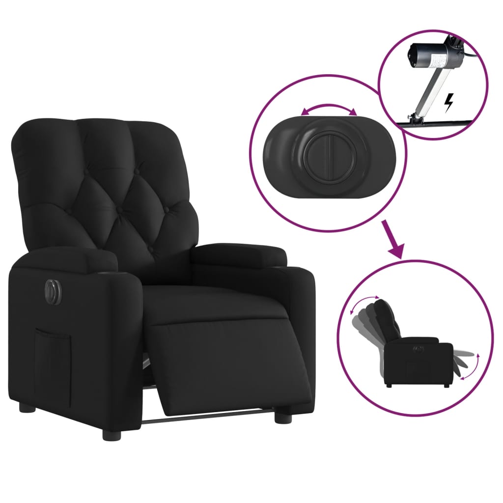 Poltrona reclinável elétrica couro artificial preto