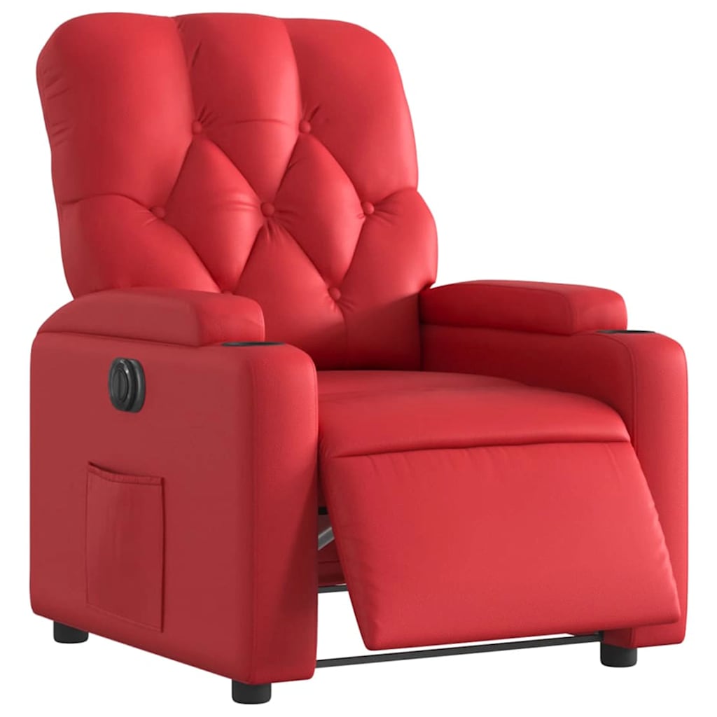 Poltrona reclinável elétrica couro artificial vermelho