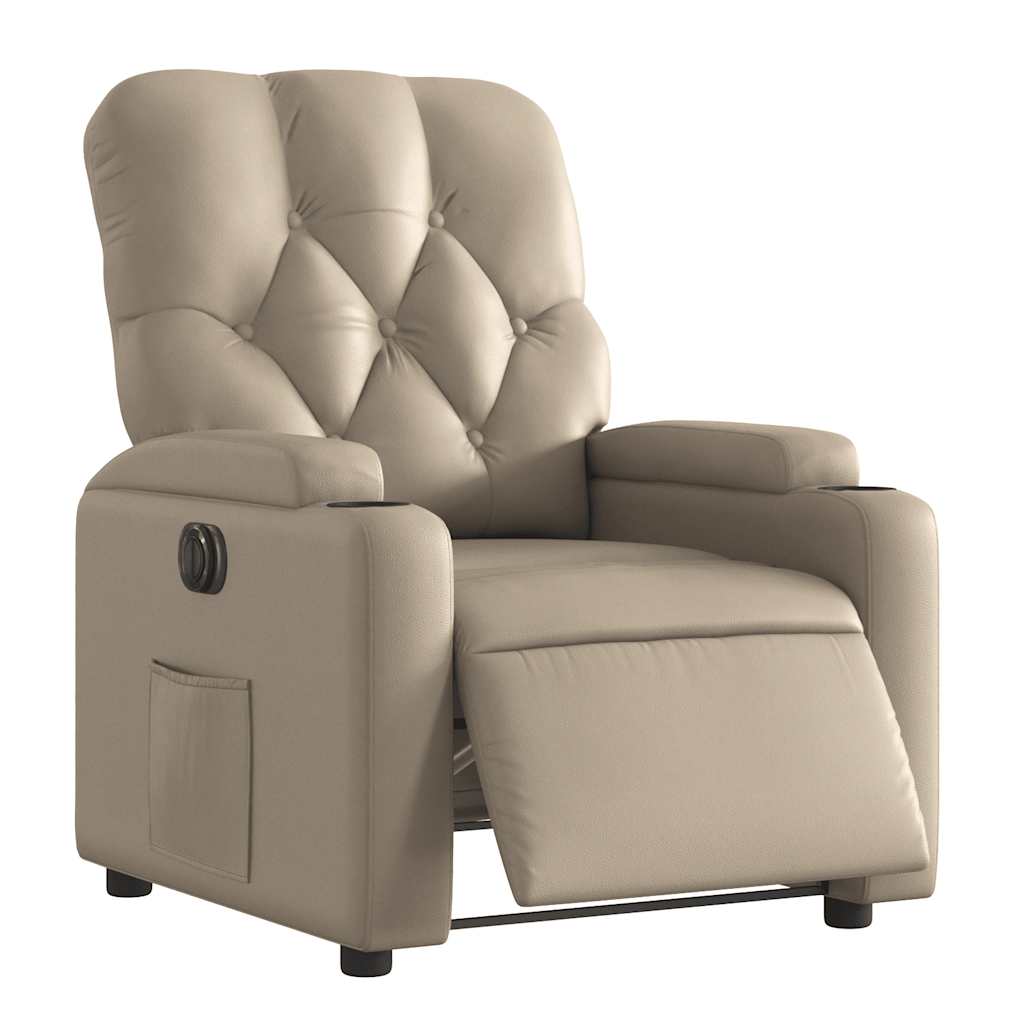 Poltrona reclinável elétrica couro artificial cor cappuccino