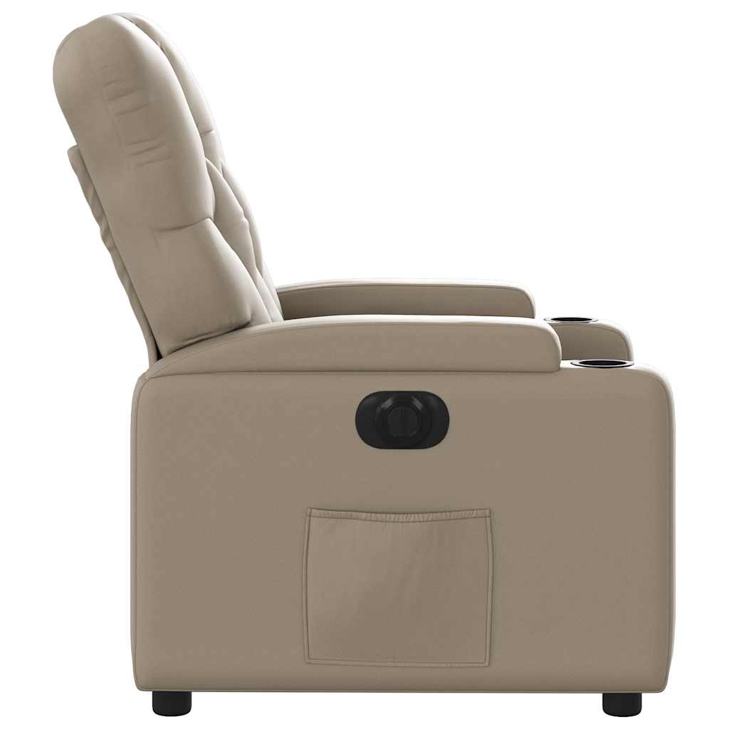 Poltrona reclinável elétrica couro artificial cor cappuccino