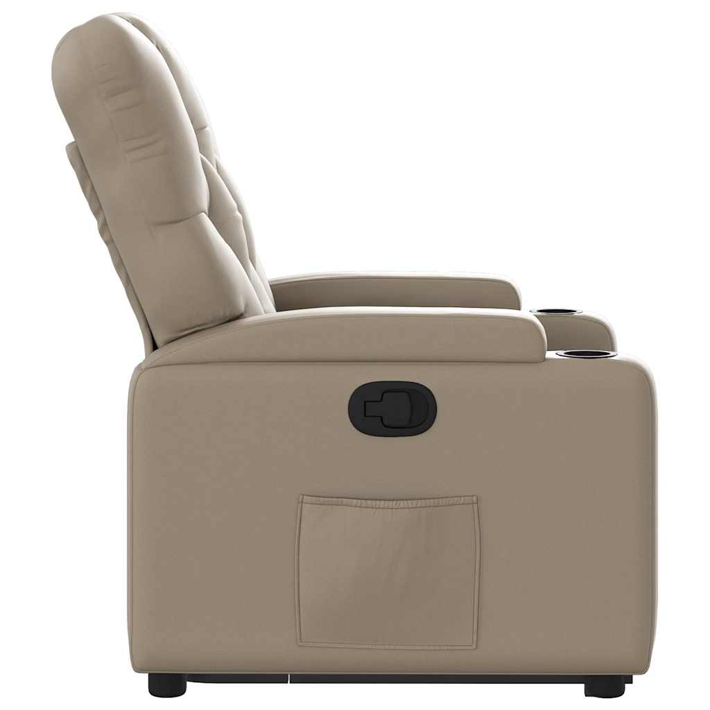 Poltrona reclinável elevatória couro artificial cor cappuccino