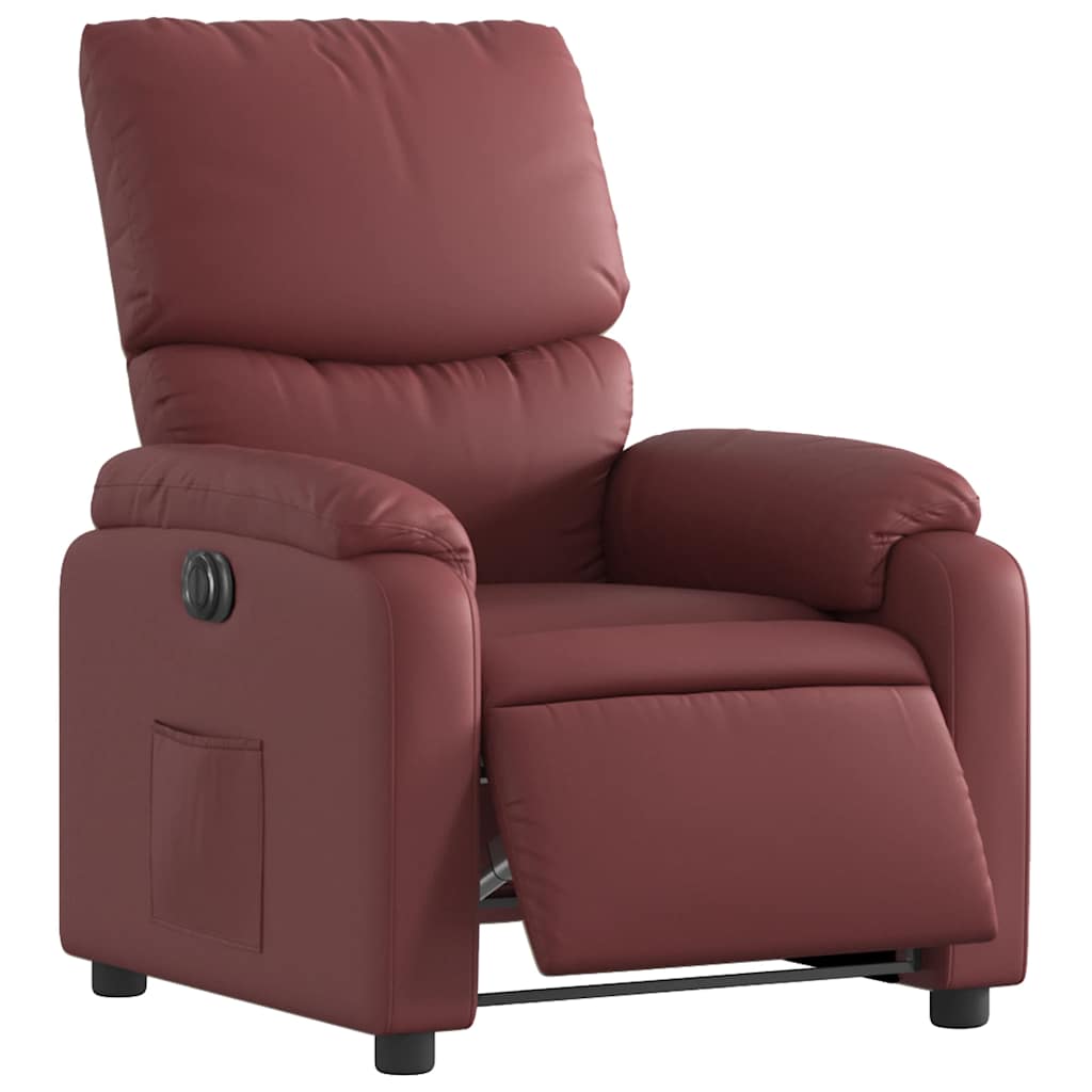 Poltrona reclinável elétrica couro artificial vermelho tinto