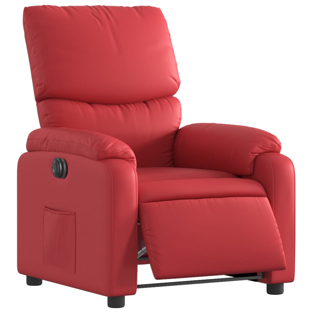 Poltrona reclinável elétrica couro artificial vermelho