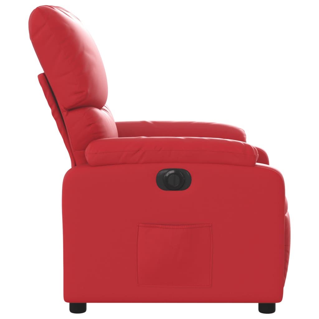 Poltrona reclinável elétrica couro artificial vermelho