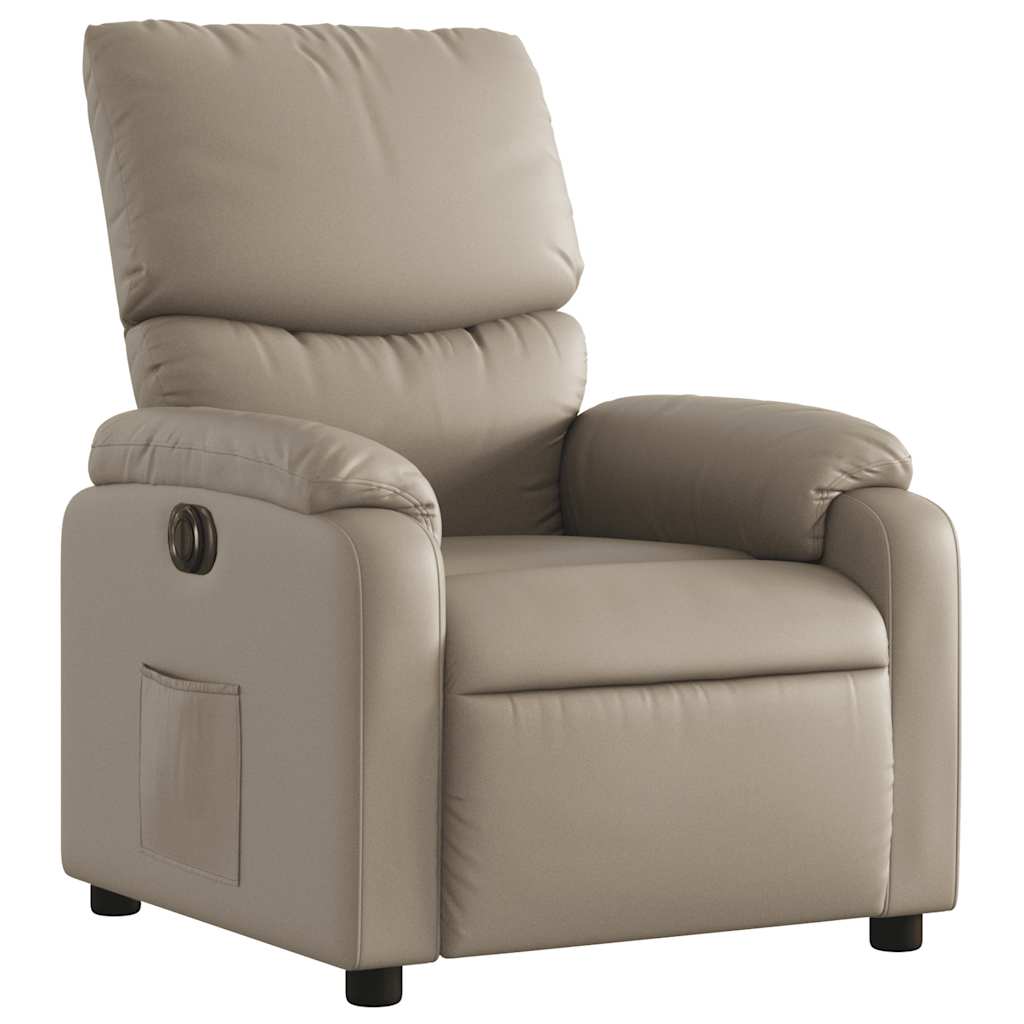 Poltrona reclinável elétrica couro artificial cor cappuccino