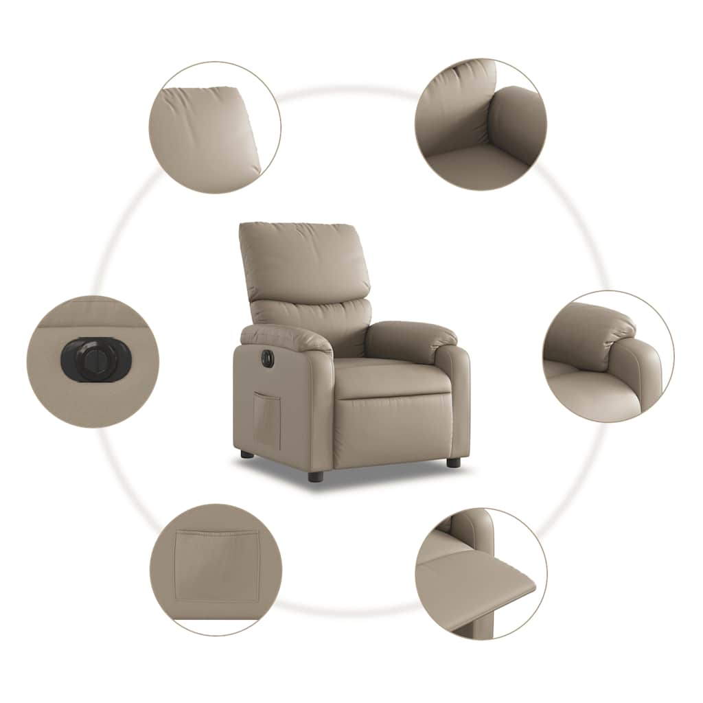 Poltrona reclinável elétrica couro artificial cor cappuccino