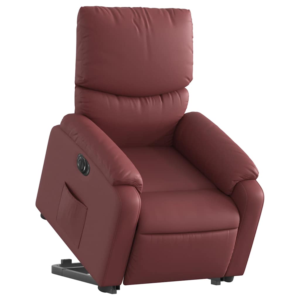 Poltrona reclin. elevatória elétrica couro artif vermelho-tinto