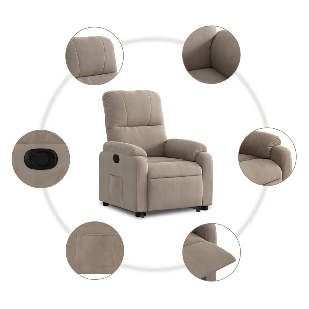 Poltrona reclinável elevatória microfibra cinzento-acastanhado