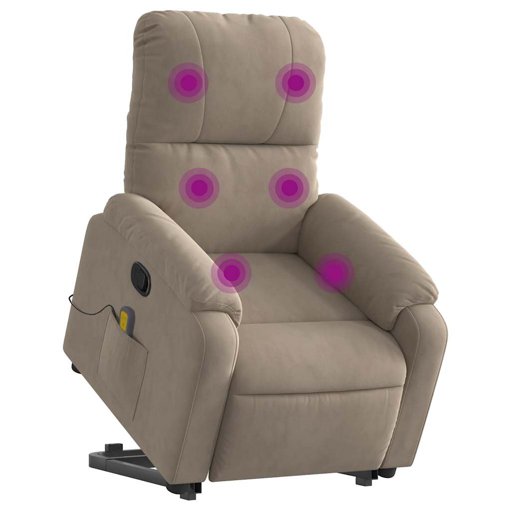 Poltrona de massagens reclinável microfibra cinza-acastanhado