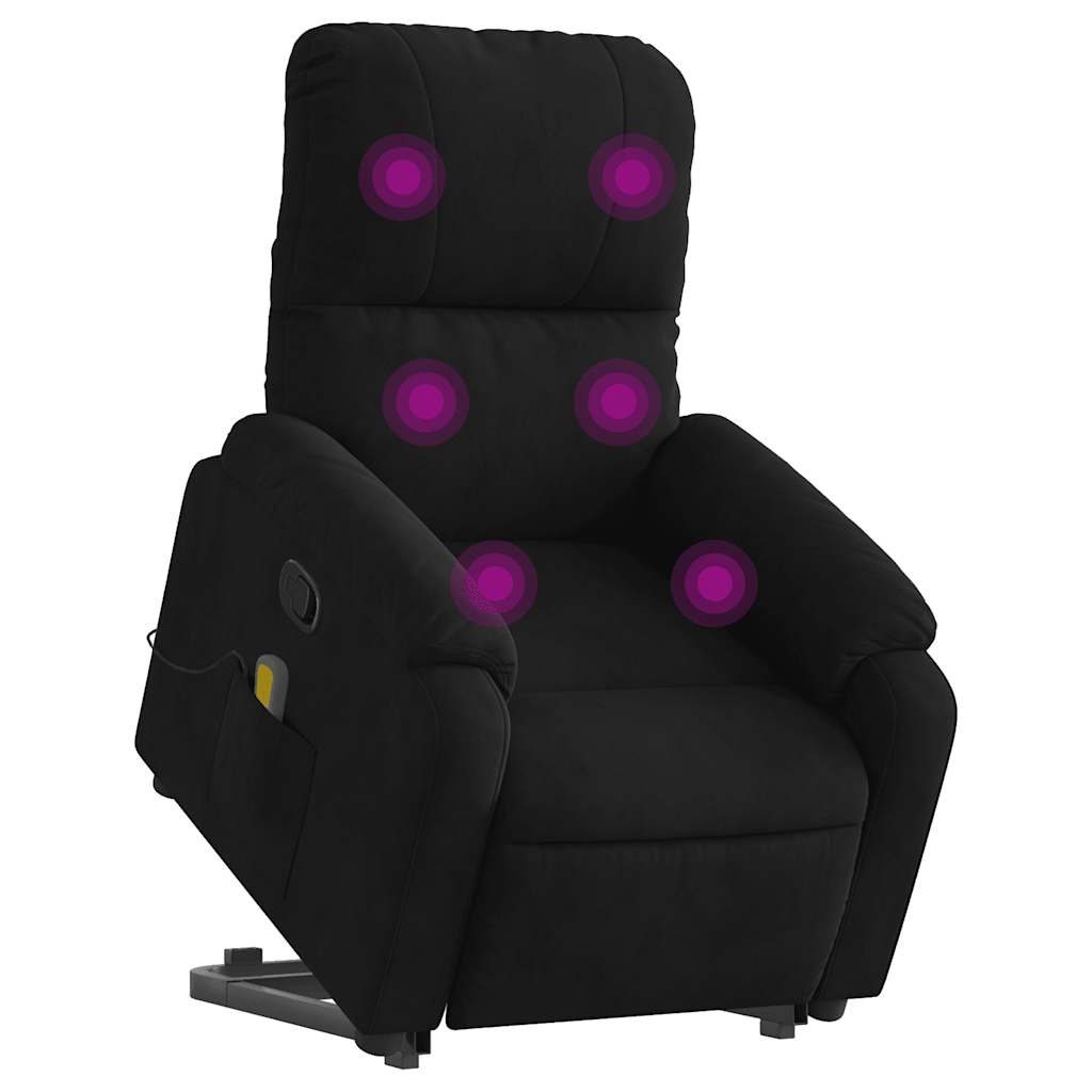 Poltrona de massagens reclinável elevatória microfibra preto