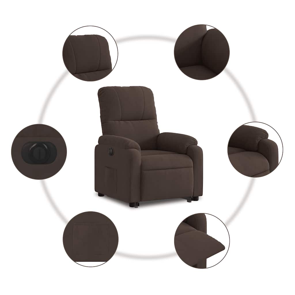 Poltrona reclinável/elevatória elétrica microfibra castanho