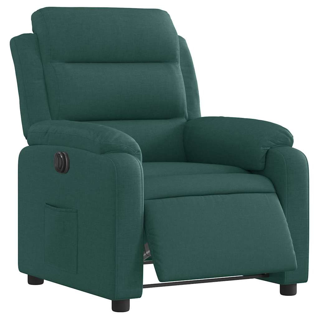Poltrona elétrica reclinável tecido verde-escuro