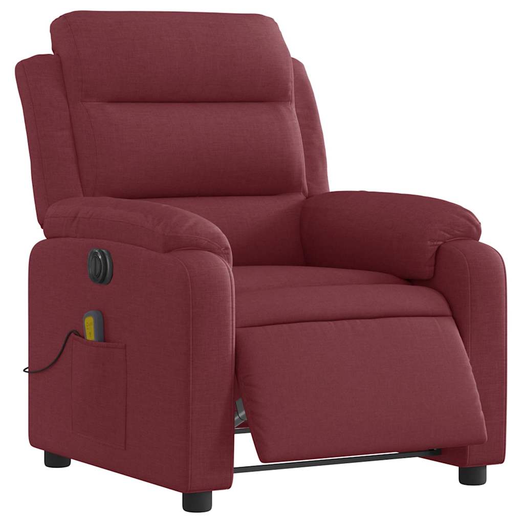 Poltrona reclinável de massagens elétrica tecido vermelho tinto