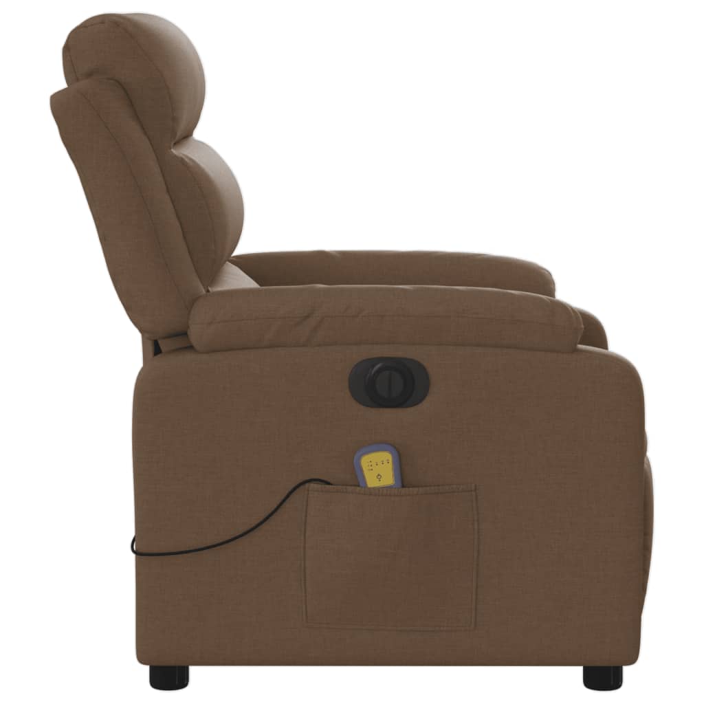 Poltrona de massagens reclinável elétrica tecido castanho