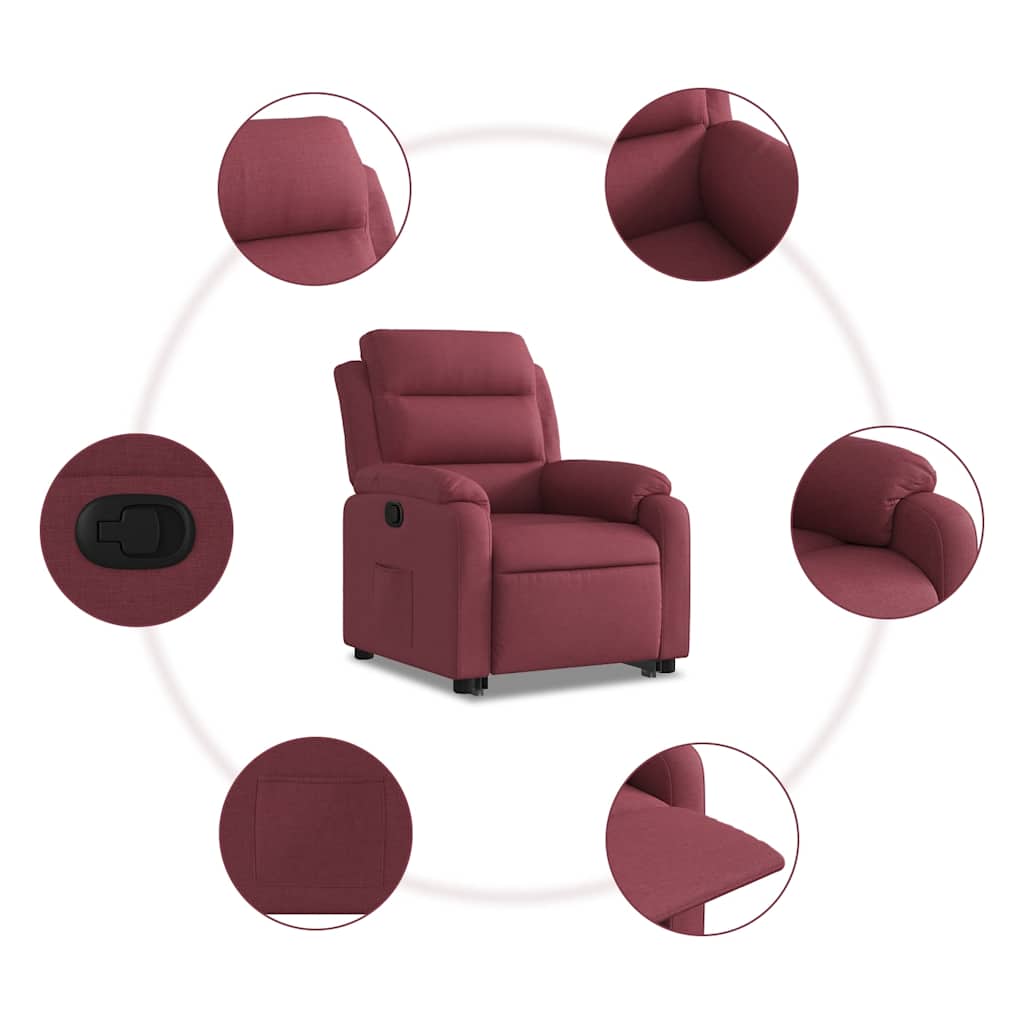 Poltrona reclinável elevatória tecido vermelho tinto