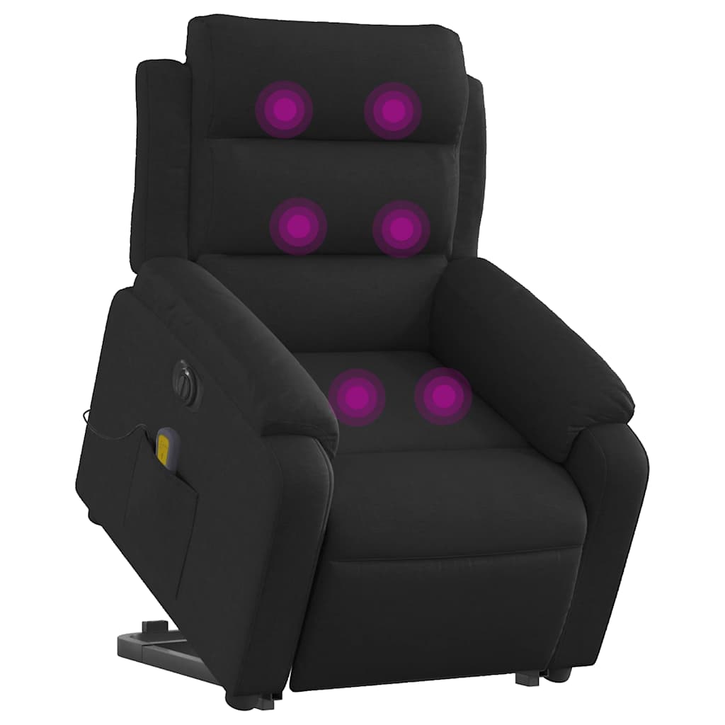 Poltrona elétrica elevatória massagens tecido preto