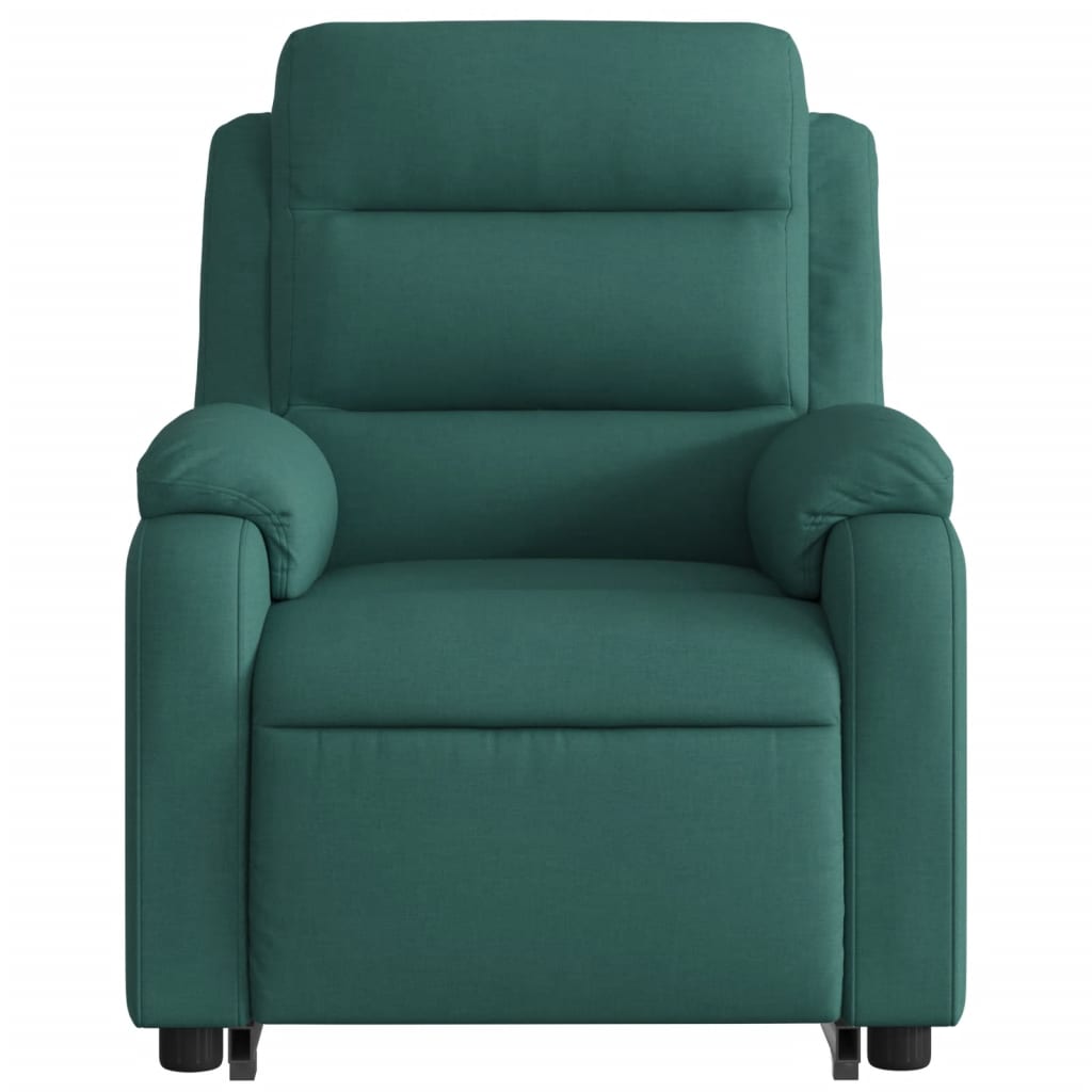 Poltrona elétrica elevatória massagens tecido verde-escuro