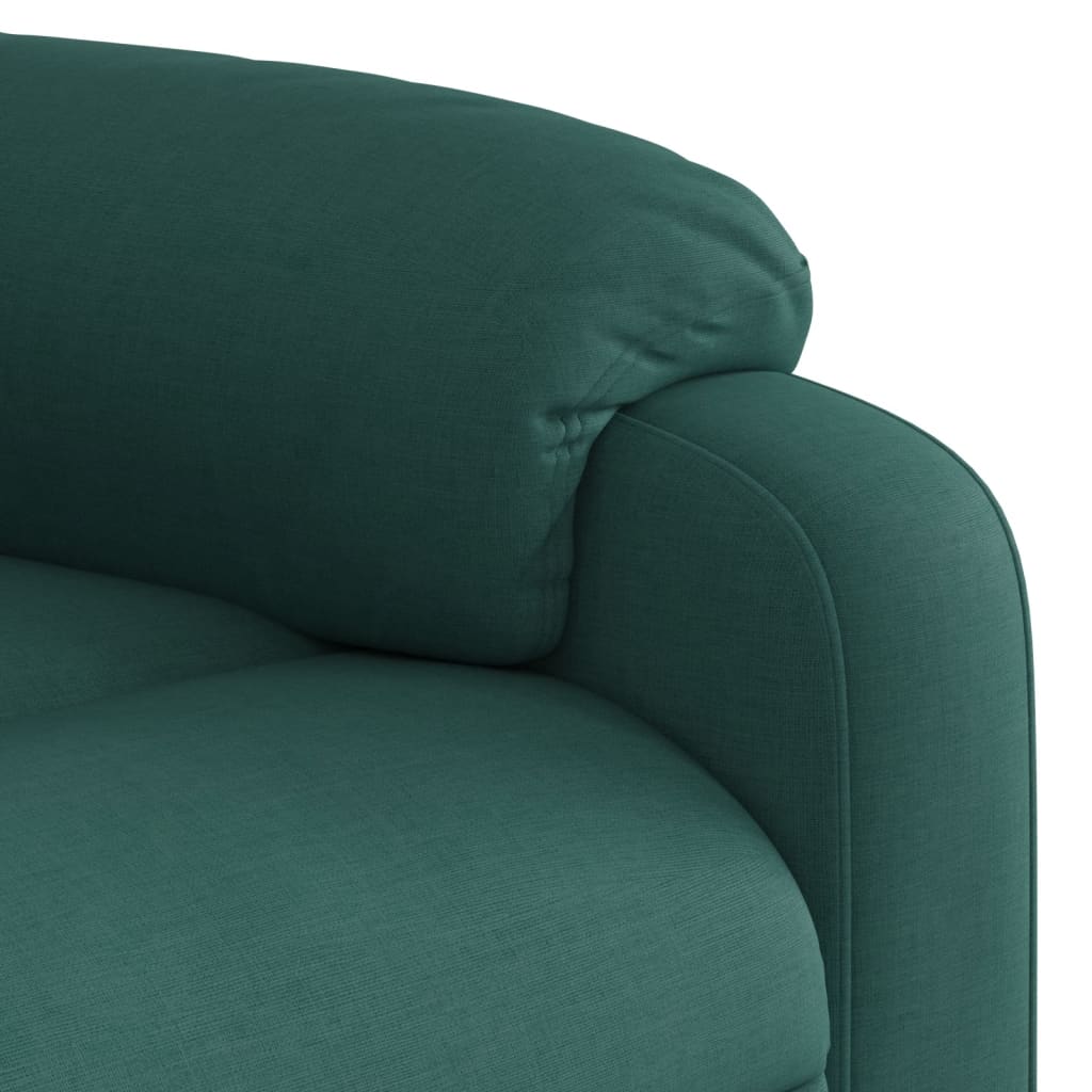 Poltrona elétrica elevatória massagens tecido verde-escuro