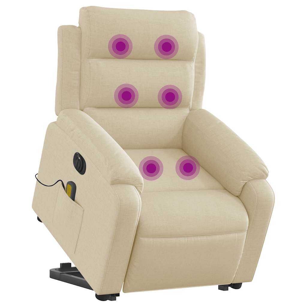 Poltrona elétrica elevatória massagens tecido creme