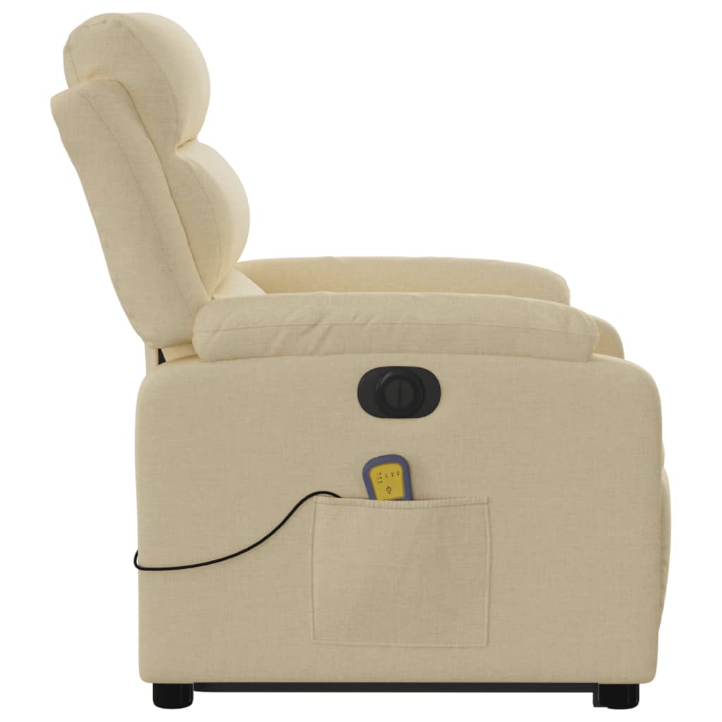 Poltrona elétrica elevatória massagens tecido creme