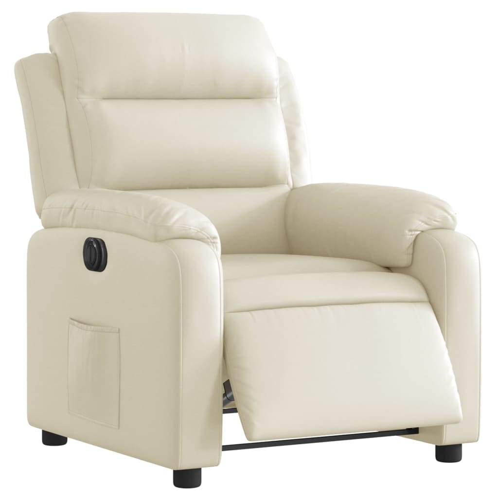 Poltrona reclinável elétrica couro artificial cor creme