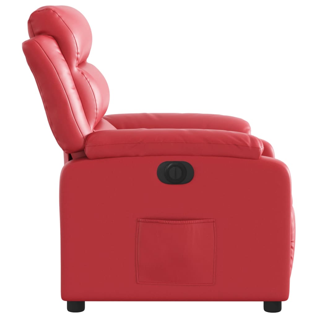 Poltrona reclinável elétrica couro artificial vermelho
