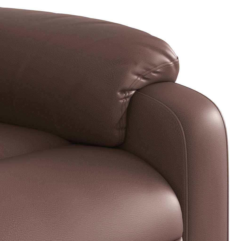 Poltrona massagens reclinável elétrica couro artif. castanho