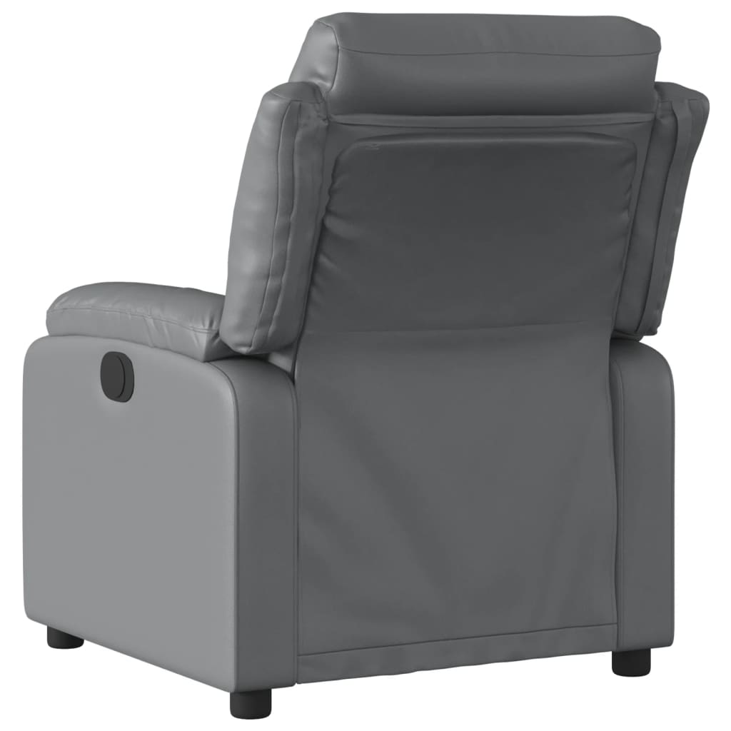 Poltrona massagens reclinável elétrica couro artif. cinzento