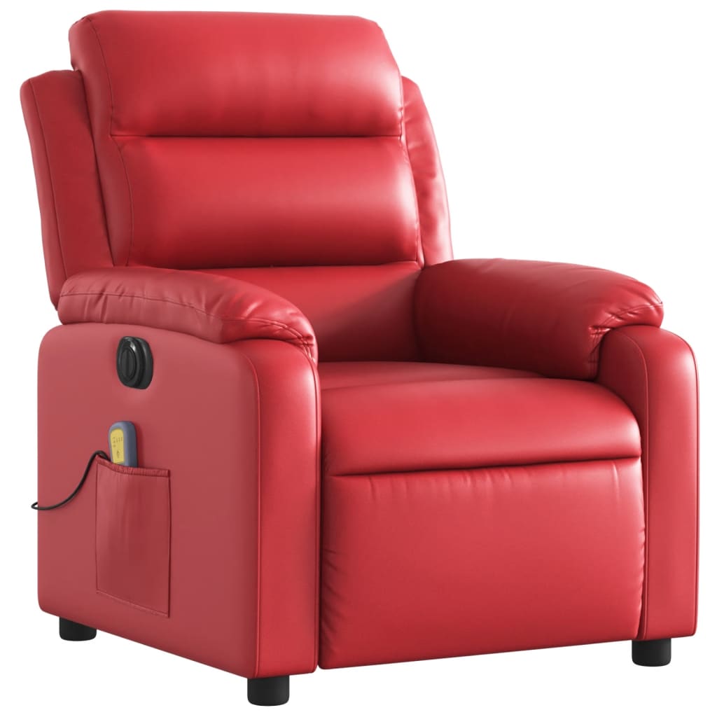 Poltrona massagens reclinável elétrica couro artif. vermelho