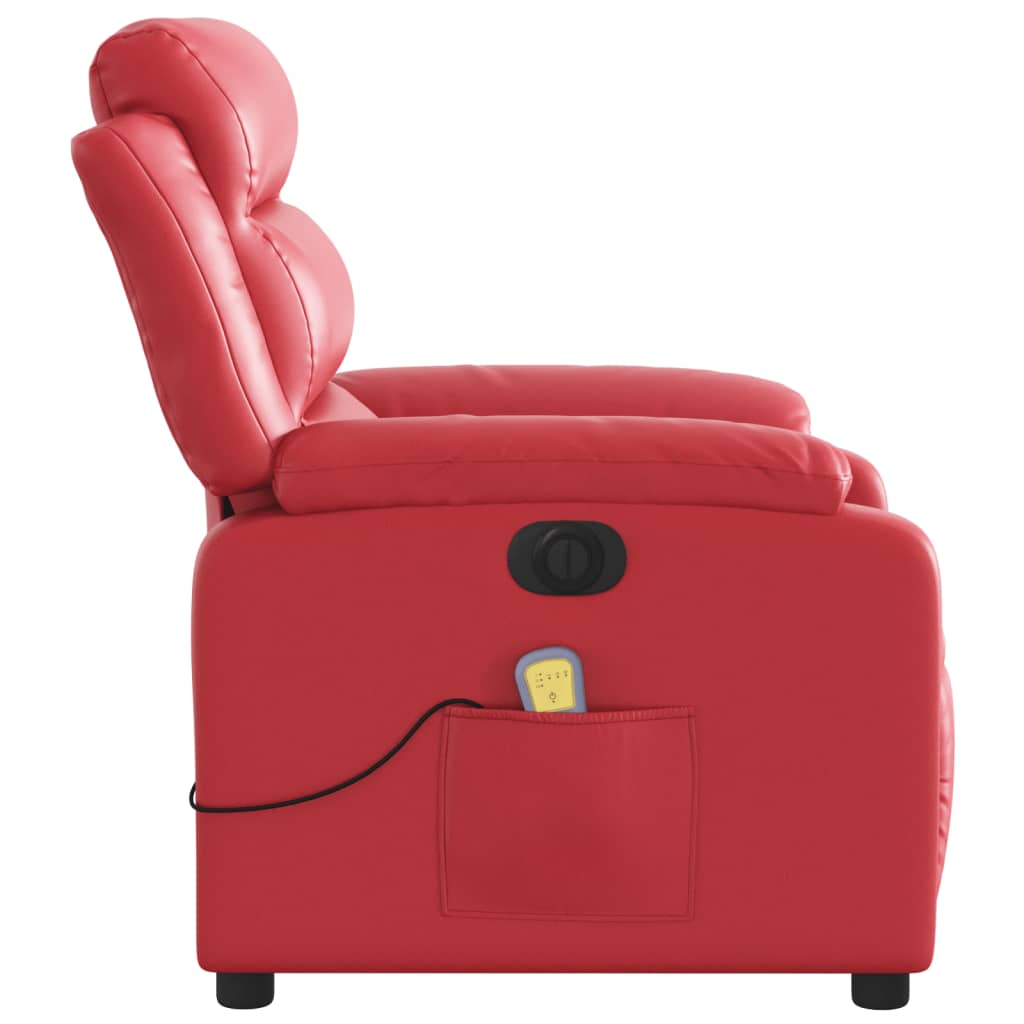 Poltrona massagens reclinável elétrica couro artif. vermelho