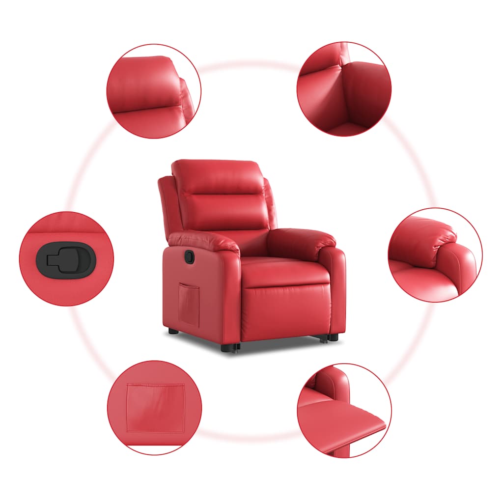 Poltrona reclinável elevatória couro artificial vermelho