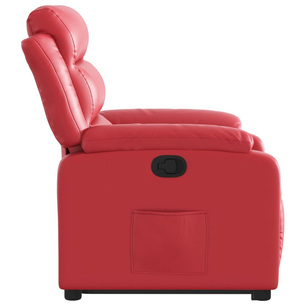 Poltrona reclinável elevatória couro artificial vermelho
