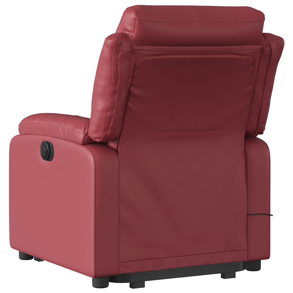 Poltrona massagens reclinável couro artificial vermelho tinto