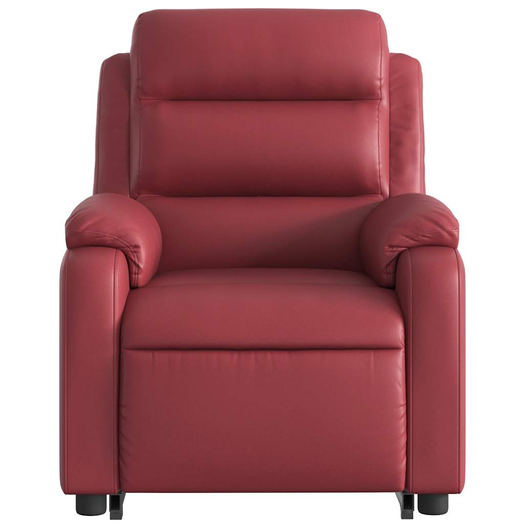 Poltrona massagens reclinável couro artificial vermelho tinto
