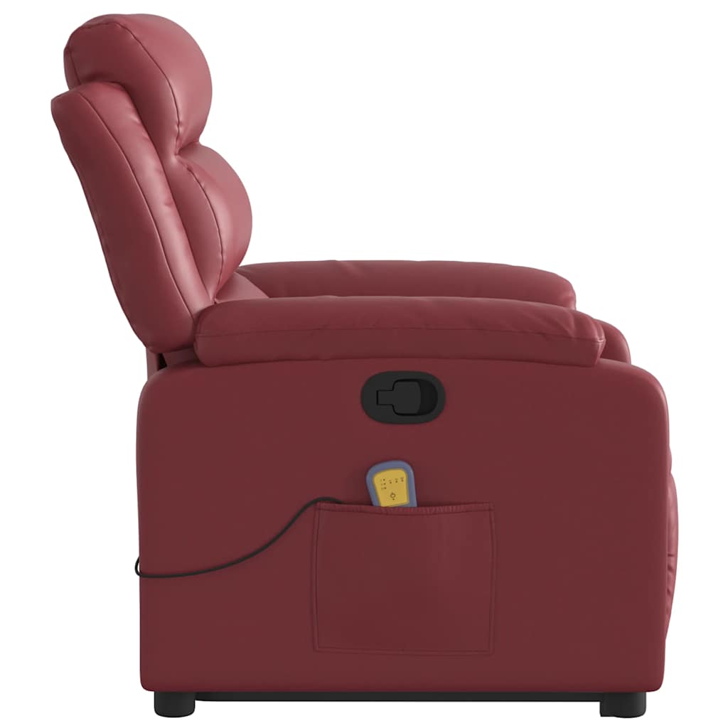 Poltrona massagens reclinável couro artificial vermelho tinto