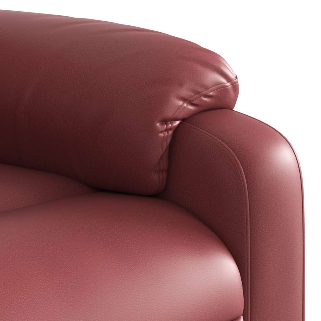 Poltrona massagens reclinável couro artificial vermelho tinto