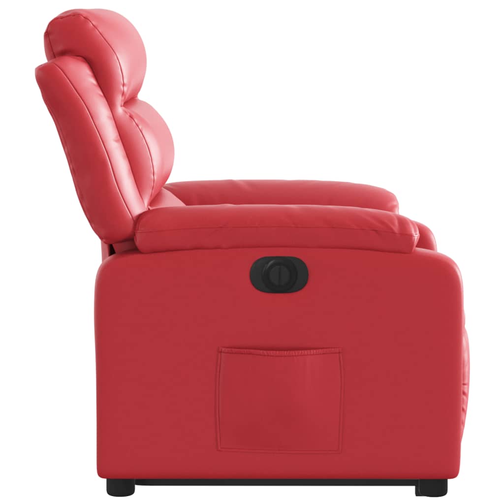 Poltrona reclinável elevatória elétrica couro artif. vermelho