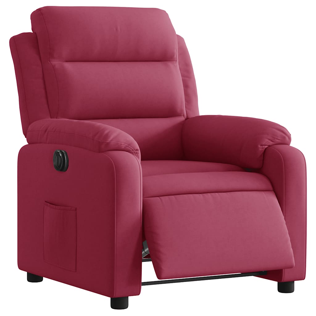 Poltrona elétrica reclinável veludo vermelho tinto