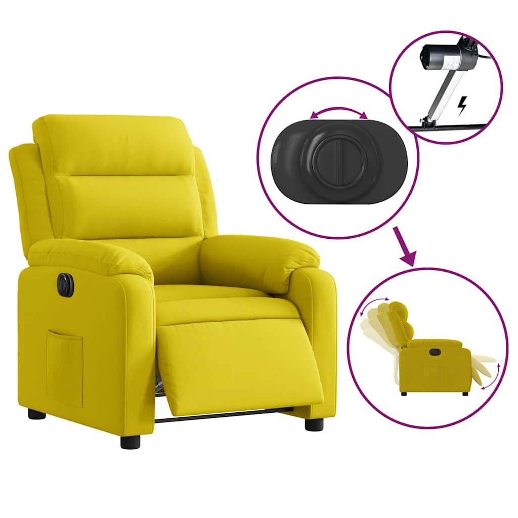Poltrona elétrica reclinável veludo amarelo