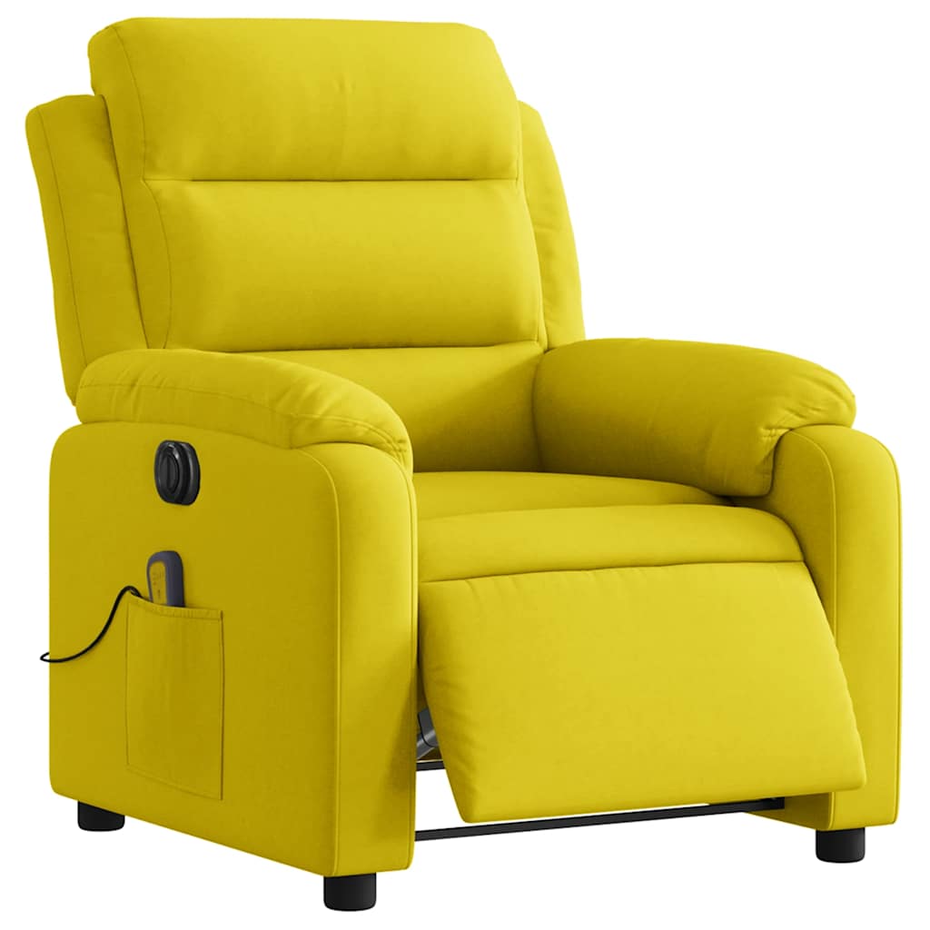 Poltrona de massagens reclinável elétrica veludo amarelo