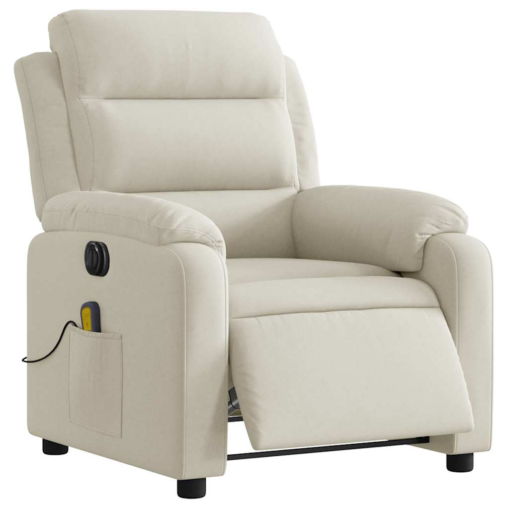 Poltrona de massagens reclinável elétrica veludo cor creme