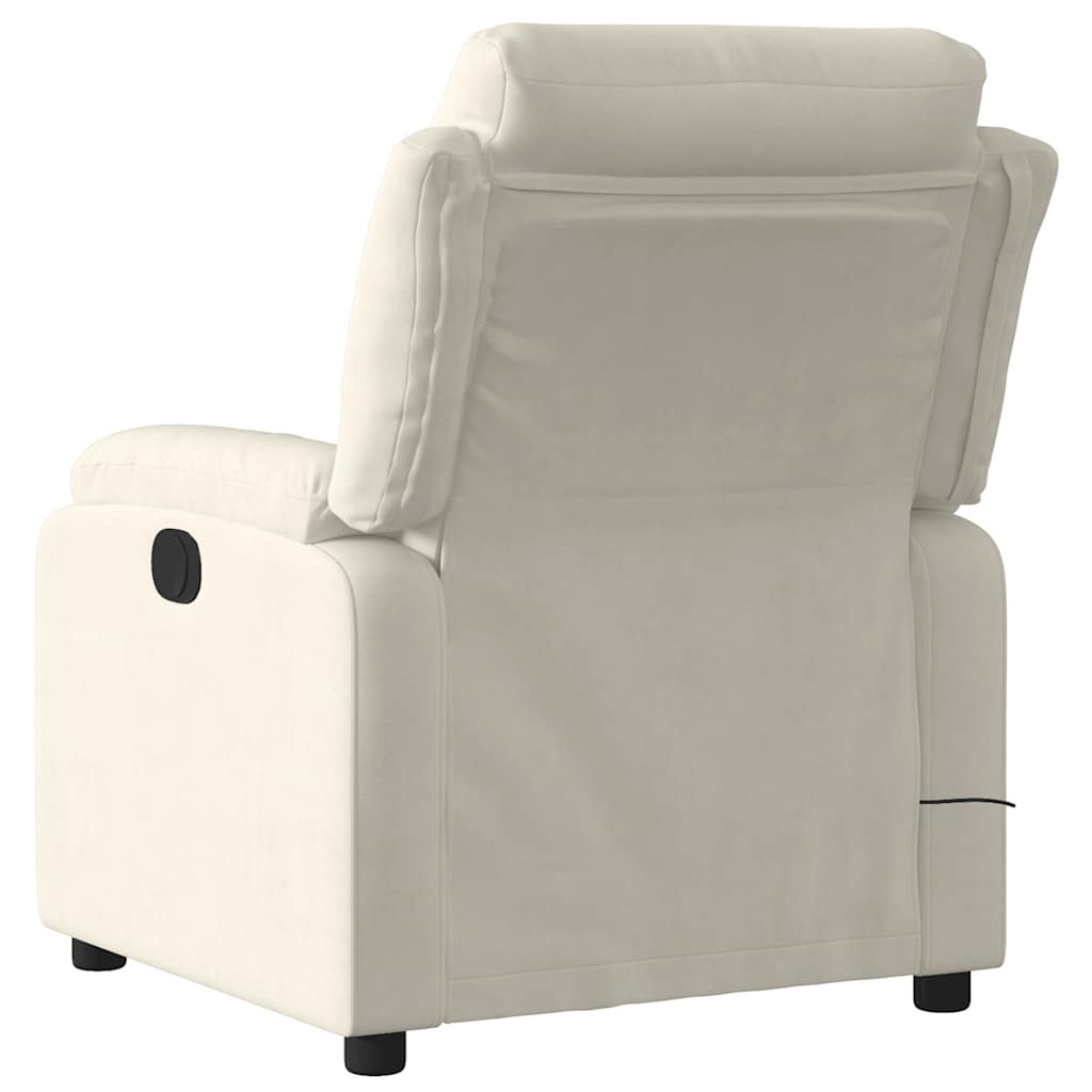 Poltrona de massagens reclinável elétrica veludo cor creme